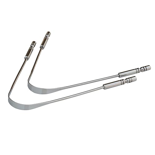 Limpiador de lengua de acero inoxidable, juego de 2 para tratamiento del mal aliento - grado quirúrgico