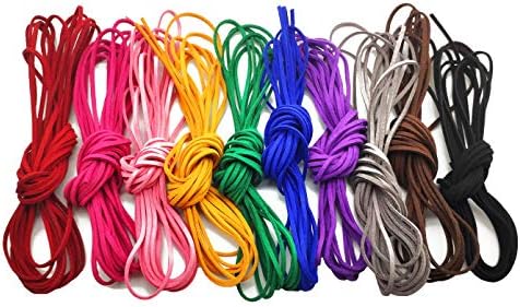 Sovenny 10 Pieces 2.6mm x 5m Flat Leather Cord Suede Thread String Rope for Bracelet Necklace DIY Handmade Jewelry Beading Crafts