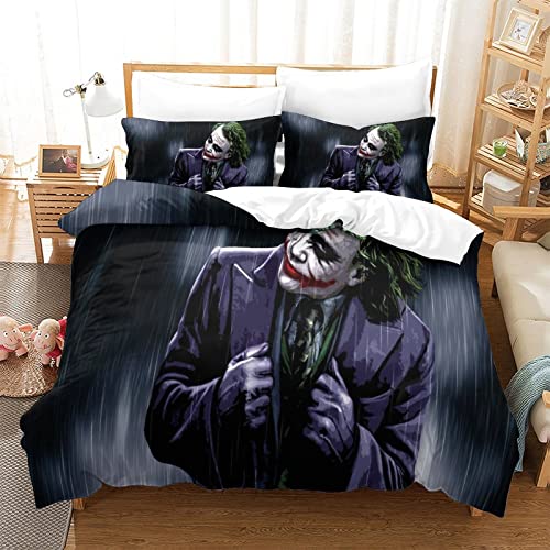 Juegos De Cama para Niños, Niñas Y Jóvenes De King(220x240cm) Funda Nórdica Moderna con Diseño De Joker Decoración para Dormitorio, Joker-24
