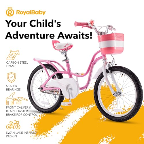 Image of Royalbaby Princess Girls Kids Bike 12 14 16 18 20 Inch Children Bicycle with Basket for Age 3-12 Years
