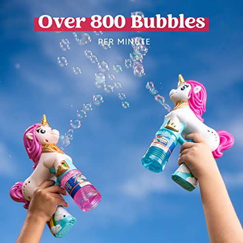 Joyin 2 Pcs Automatic Unicorn Bubble Gun For Kids With 4Oz Bubble Solution, Toddler Bubble Maker, Bubble Machine, Easter Toys, Summer Party Favors, Kids Party Games, Birthday Gifts (Pink+White) #TOP1