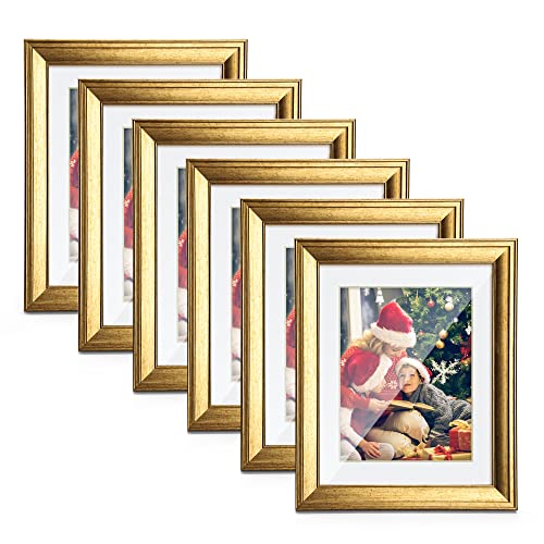 Syntrific 5X7 Gold Picture Frames Set Of 6,Display Pictures 4X6 With Mat Or 5X7 Without Mat,Collage Photo Frames For Tabletop Display And Wall Mounting,Set For Wall Gallery #TOP30