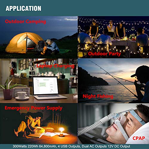 Grantmaya Portable Power Station, 300W 220Wh Pure Sine Wave Battery Generator Inverter Power Charger Lithium Battery Packs With 110V Ac Outlet 12V Dc Usb For Outdoors Camping Fishing Cpap Emergency #TOP4