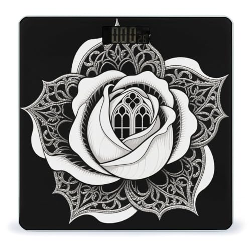 Báscula digital de baño con superficie floral y vidrio templado