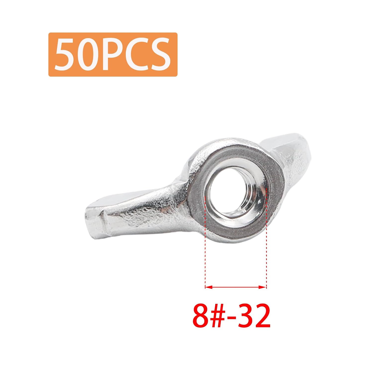 50Pcs 8#-32 304 Stainless Steel Wing Nuts