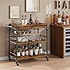 Idealhouse bar cart bar carts for the home 3 tier bar cart with wheels portable home bar serving carts rolling cart with wine rack and removable tray for living room kitchen dining room  urban country home decor