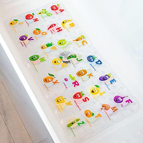 BEEHOMEE Bath Mats for Tub - Large Cartoon Non-Slip Bathroom Bathtub MatAnti-Slip Shower Mats for Floor 88 x 38 cms Machine Washable XL Size Bathroom Mats (Alphabet DWZM)