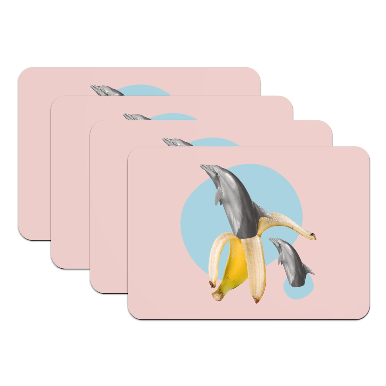 Sets de table en caoutchouc rose lavables pour éliminer les rayures de vaisselle sur la table