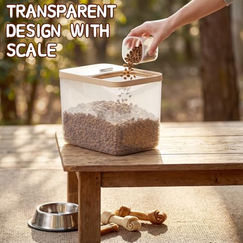 Lounsweer 4 Piece Pet Food Storage Container 22 Lbs - 11 Lbs Clear Dog Cat Treat Storage Container Rice Dispenser Airtight with Measuring Scoops for Dog Cat Bird Flour Food Kitchen Supplies