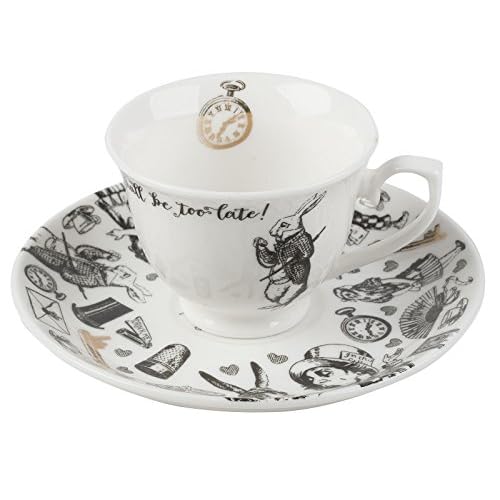 V&A Alicia en el país de las maravillas taza de café y platillo, 100 ml, color blanco