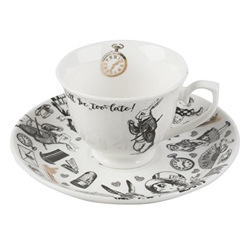 V&A Alicia en el país de las maravillas taza de café y platillo, 100 ml, color blanco
