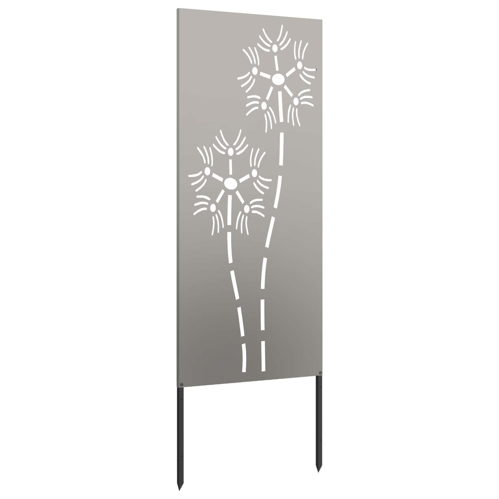 Ogrodowa ochrona przed wzrokiem na płótnie, rdzawa stal odporna na warunki atmosferyczne, 50 x 140 cm, z dekoracyjnymi wstawkami, nowoczesne wzornictwo, na taras i na zewnątrz, tworzy