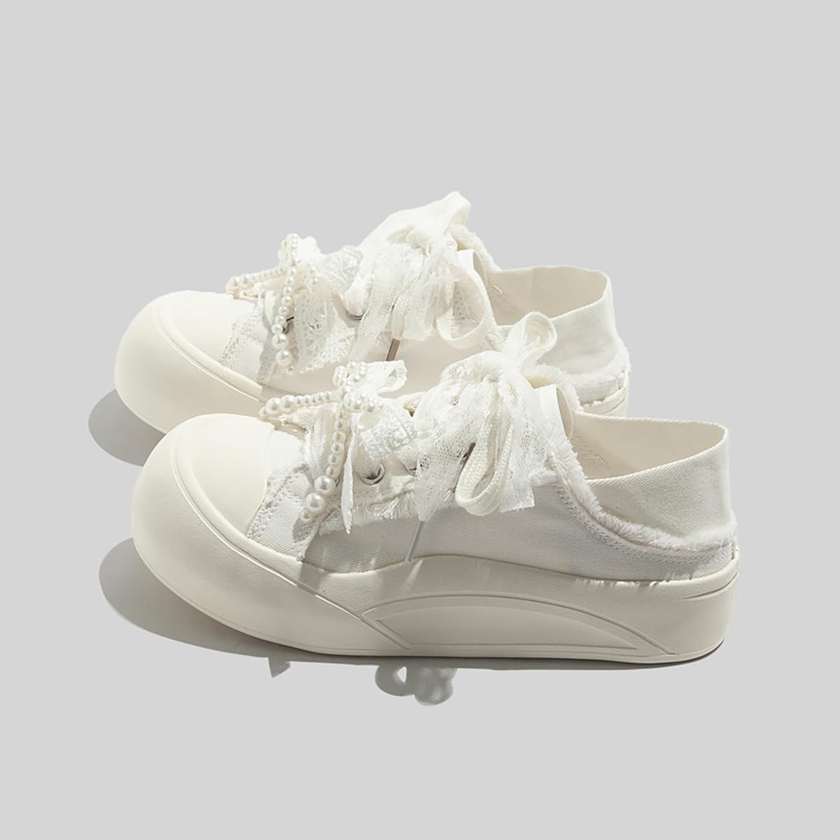 Sneakers for Women Low Top Canvas Fashion Bow Cute Lightweight Shoes Casual Lattice Lace Sneakers Y2K