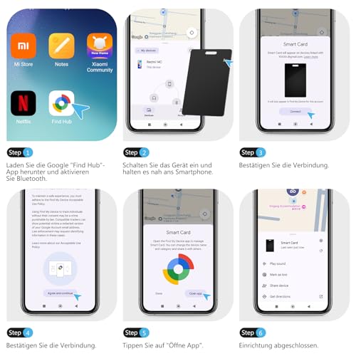 Geldbörsen-Tracker-Karte für Android, Wiederaufladbarer Geldbörsenfinder, Kompatibel mit Google Mein Gerät Finden APP (Nur Android), Bluetooth Tracking Card für Schlüssel, Gepäck, Koffer & Taschen
