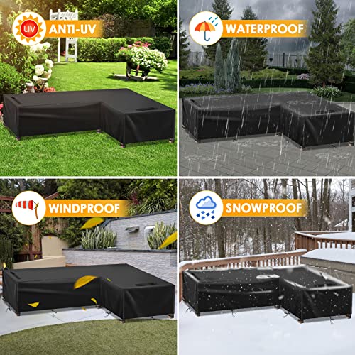 Gemitto Patio Sofa Cover, Outdoor Sectional L-Shaped Furniture Cover, Waterproof Heavy Duty Garden Couch Protective Cover For Rain Snow Dust Uv 420D Sofa Cover (Long Left Wing, Short Right Wing) #TOP5