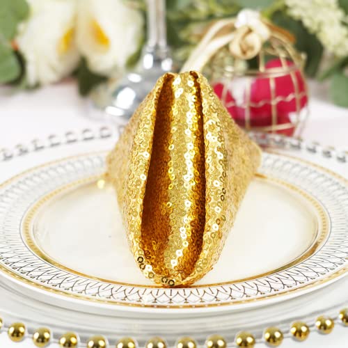 Set Of 12 Gold Sequin Napkins, 30Cm X 30Cm Dinner Cloth Napkins, Glitter Table Napkins For Wedding Party Reception Events Kitchen Home Thanksgiving And Christmas Decoration #TOP2