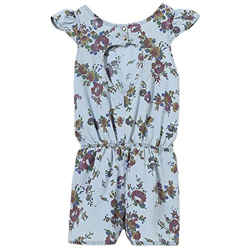 Macacão Infantil Look Jeans Floral Jeans - UNICA - 4