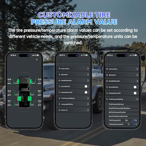 B-Qtech Tire Pressure Monitoring System, Wireless TPMS with 6 External Sensors for Car Truck RV Motorcycle, Real-time Pressure Temperature Display, Compatible with iOS & Android - Image 6