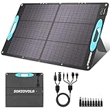 SOKIOVOLA 100W Portable Solar Panel for Power Station,ETFE Portable Foldable Solar Charger NextGen 25% High Conversion IP68 Waterproof Solar Panel for Camping Outdoor RV Blackout