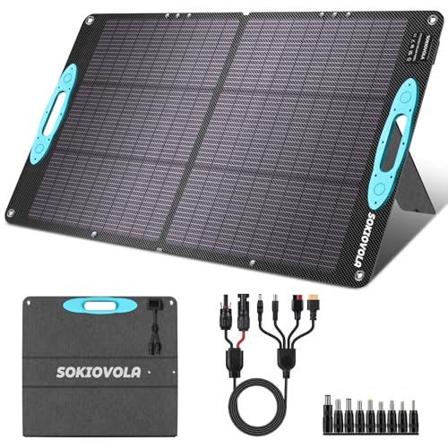 SOKIOVOLA 100W Portable Solar Panel for Power Station,ETFE Portable Foldable Solar Charger NextGen...
