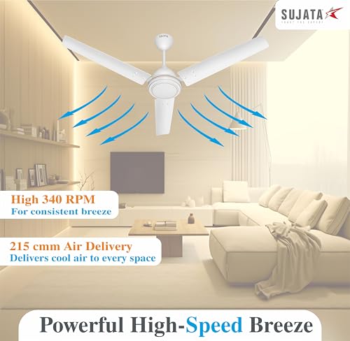 Image of Sujata SBF Air 1200mm BLDC Ceiling Fan | 3 Years Warranty | Savings up to 60% | Remote Control | Fans Ceiling Fans 5 Star | Silent Motor | Inverter Compatible | Living Room & Bedroom (White)