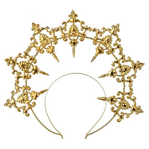 Halo Crown Headband Metal Goddess Headpiece Cosplay Crown Tudor Headband Elegant Pearl Tiara Party Hair Accessories Cover