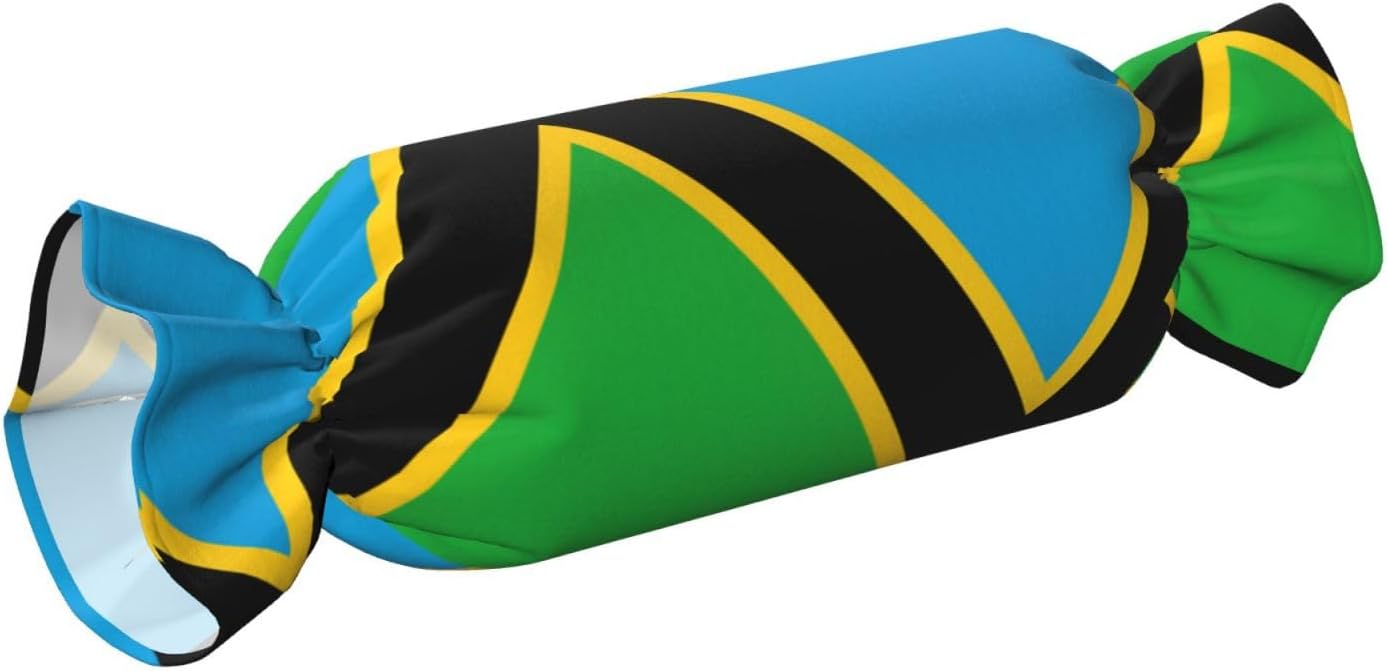 Tanzania Flag Candy Cylindrical Pillow - Sleeping Pillow Soft Support for Back, Stomach or Side Sleepers