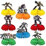 8Pcs Rescue Bots Birthday Party Decorations, Trans_formers Party Honeycomb Table Centerpiece...