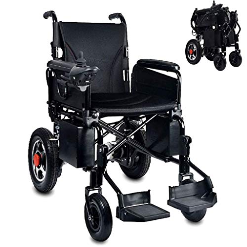 AMINSHAP Wheelchair, Folding Electric Self Propel Wheelchair Foldable And Lightweight, 12AH Large Lithium Capacity Battery Portable Transit Travel Chair for Disabled People The Elderly (Black)