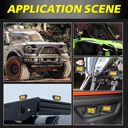 Image of Yellow LED Pods 3 inch 40W CREE LED Ditch Lights Off Road Lights | High Intensity CREE LEDs, Spot Flood Combo Small Yellow LED Fog Chase Lights for Truck Motorcycle SUV UTV ATV Dirt Bike