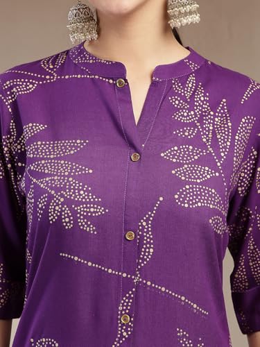 Image of Stylum Women's Floral Printed Rayon A-Line Kurta
