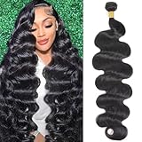 Chikamlty 12A Brazilian Human Hair Bundles Body Wave 24 inch Single Bundle Virgin Hair Bundle Body Wave Bundles Human Hair 100G Natural Black Hair Extensions