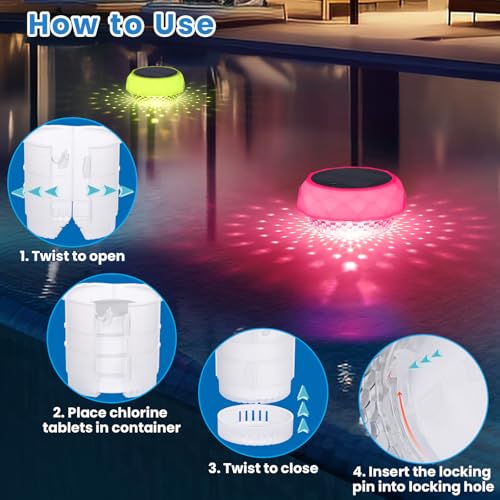 Miniatura 5 de Flotador De Cloro Para Piscina Qoolife Con Luz Solar, Flotador De Tabletas De Cloro Para Piscina, Apto Para Tabletas De 1 Y 7,6 Cm, Dispensador De Cloro Flotante Con Control Remoto Y Ajustable Para
