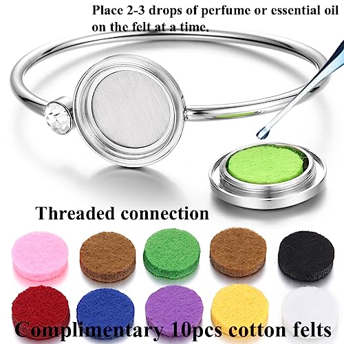 Birthday Gifts for Women-Essential Oil Diffuser Bracelet- Aromatherapy Bracelet Jewelry Stainless Steel Band with 10pcs Refill Pads XL101-2 - Image 5