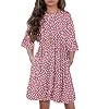 HOSIKA Girls Midi Dress Floral 3/4 Sleeve Ruffle A-line Swing Casual Dresses with Pockets for Kids 6-12 Years