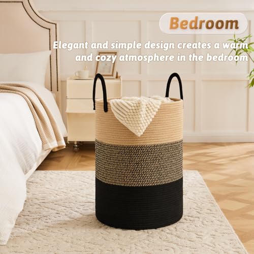 Image of Artfeel Laundry Basket,Woven Cotton Rope Laundry Hamper,100L for Decorative Storage of Dirty Clothes,Toys and Blankets in Bathroom,Bedroom and Living Room