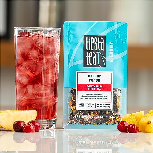 Image of Tiesta Tea - Cherry Punch, Loose Leaf, Sweet Cherry Herbal Tea, Premium Blend, Non-Caffeinated, Makes Hot or Iced & Brews Up to 25 Cups, 2oz Resealable Pouch