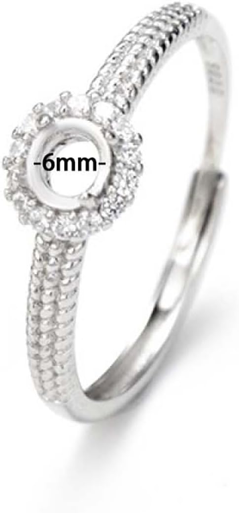 925 Sterling Silver Ring Settings Cubic Zirconia Prong Claws Ring Base Blank for 4/5/6mm Round Gemstones Mounting DIY Handmade Ring Jewelry Making Crafts