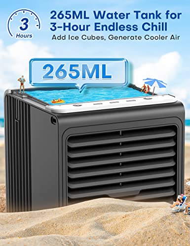 Breezewell Portable Mini Fan, 3 In 1 Evaporative Air Cooler & Humidifier, 2000Mah Battery Powered, Usb Rechargeable, W/3 Wind Speeds, Small Swamp Cooler For Room Car Desktop Home Office #TOP2