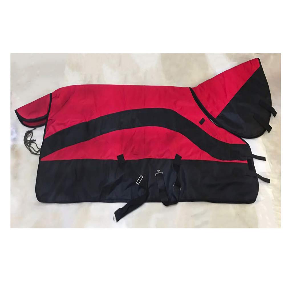 Alfombra De Caballo con Manta De Baba Cáscara De Cuello Completo Algodón Acolchado De 200G Denier 420D Forro Resistente Al Desgarro Transpirable Mantiene El Calor(Size:145cm)