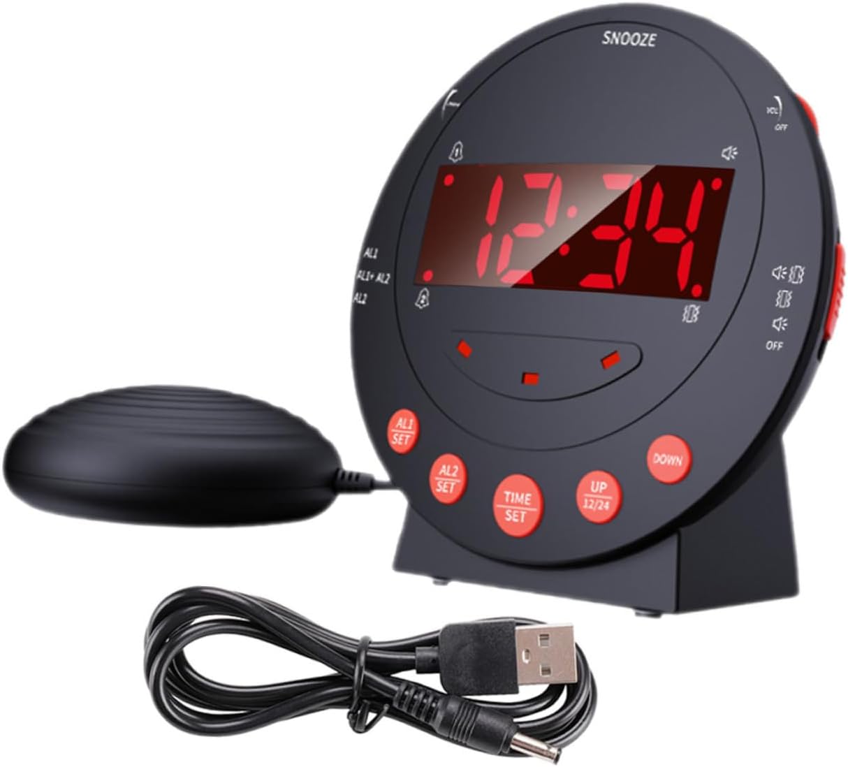 PRETYZOOM 1set Multifunctional Loud Alarm Clock Strong for Digital Bed Shaker Brightness for Heavy Sleepers Bedroom Office