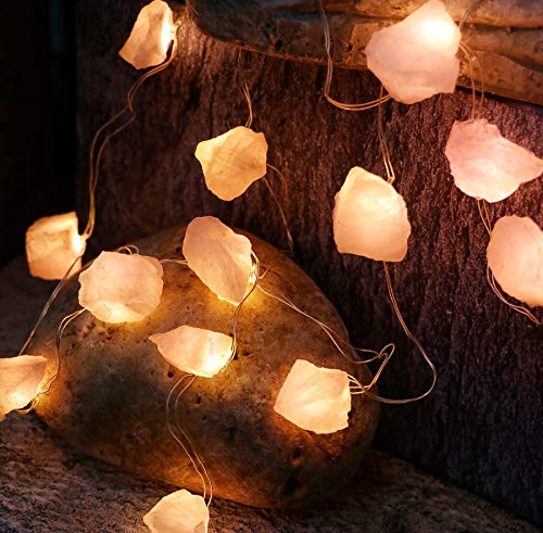 Jashika Genuine Rose Quartz Crystal Decorative String Lights Raw Stone Color Changing 8.5Ft 20 Leds Usb Plug In Battery Operated With Remote For Bedroom Chakra Décor Nature Ornaments Nightlight Wedding Décor thumb #1