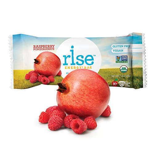 Rise Bar Non-GMO, Gluten Free, Organic, Vegan, Fruit & Nut Energy Bar, No Artificial Sugars/Preservatives, Raspberry Pomegranate with Protein, Fiber, Potassium, Vitamins & Nutrients 1.6oz, (12 Count)