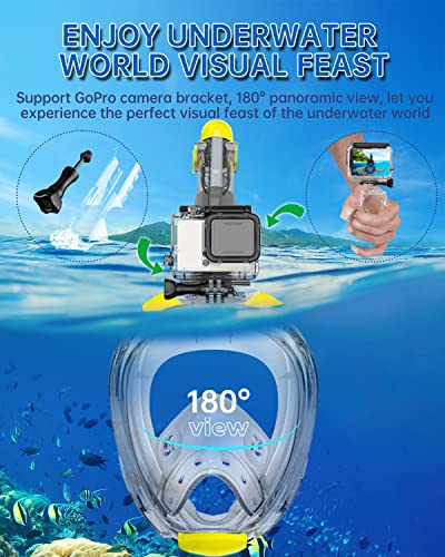 Ouspt Full Face Snorkel Mask, Snorkeling Mask With Detachable Camera Mount,Panoramic 180° View Upgraded Dive Mask With Safety Breathing System,Dry Top Set Anti-Fog Anti-Leak For Adults And Kids #TOP4