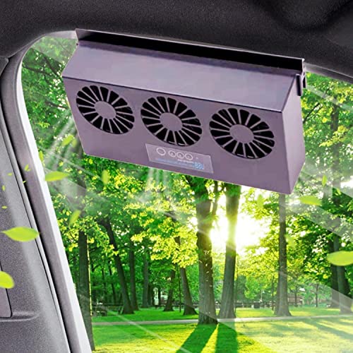 USB Car Solar Power Fan Car Air Fan Car Exhaust Fan 3 Air Outlet Car Window Cooling Cooler Summer Car Fan Car Radiator Fan Energy Saving Air Vent Cooling Fans,1 Pack,Black