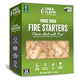 Fire & Flavor Wood Wool All-Natural Fire Starters, Eco-Friendly Certified, Great for Grills,...