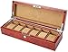 Produktbild NBVCX Wohnaccessoires Uhr Box Holzschmuck Display Aufbewahrungskoffer Armbandablage mit abschließbarem Metallschloss und 6 abnehmbaren Aufbewahrungskissen   Rot
