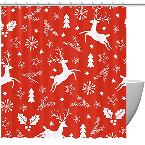 Rideau de douche Noël 183 cm lavable en tissu polyester - 2