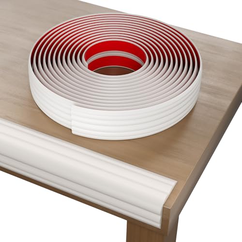 Elvone Wall Corner Protector & Edge Guard,Peel and Stick Wall Trim Moulding Inside & Outside Corner Molding Trim Caulk Strip, Self Adhesive Trim for Wall Edge,Ceiling,Countertop, 1.6” W x40’ L, White