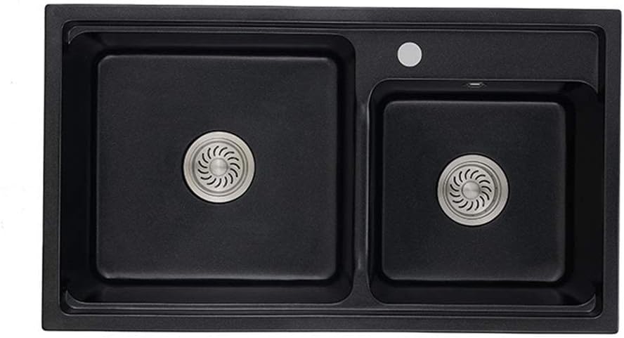 Kitchen Sink Thickened Quartz Stone Sink Stainless Steel Kitchen Sink 2.0 Two Bowl Home Kitchen Wash Sink Black Stainless Steel Sink